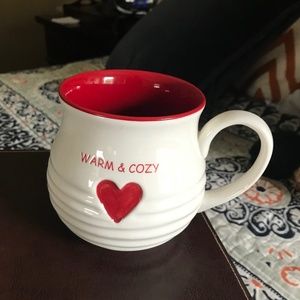 Cream Warm & Cozy Red Heart Interior Love Valentine Winter Mug Legacy Collection
